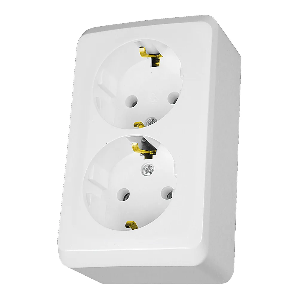 Розетка Prima 2-постова з заземленням IP20 біла Schneider Electric WDE001048