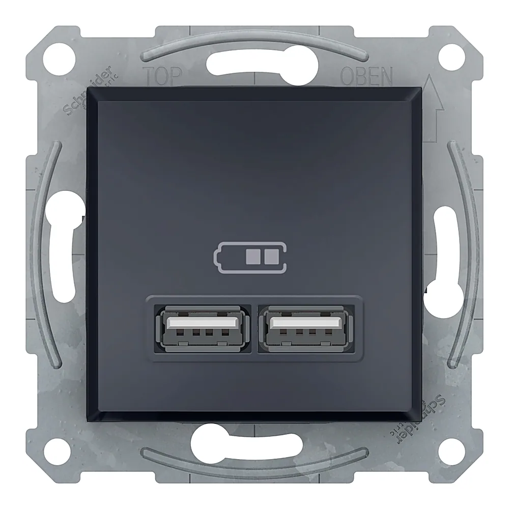 Розетка Asfora USB зарядка 2,1 А/2х1,05 А антрацит Schneider Electric EPH2700271