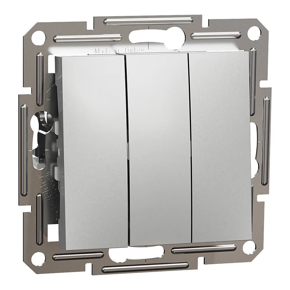 Вимикач Asfora 3-клавішний алюміній Schneider Electric EPH2100161