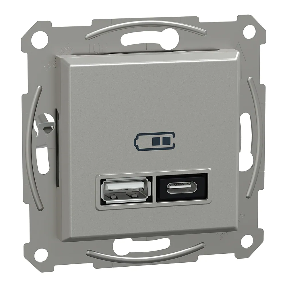 Розетка USB Asfora A+C 21 Вт алюміній Schneider Electric EPH2700561