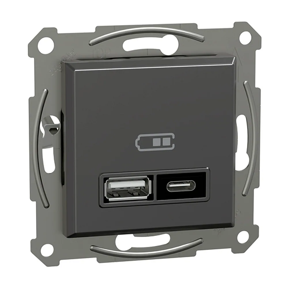 USB-розетка Schneider Electric Asfora A+C 21W антрацит EPH2700571