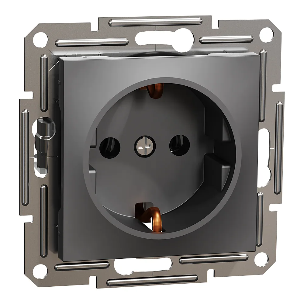 Розетка Asfora з заземленням антрацит Schneider Electric EPH2900171
