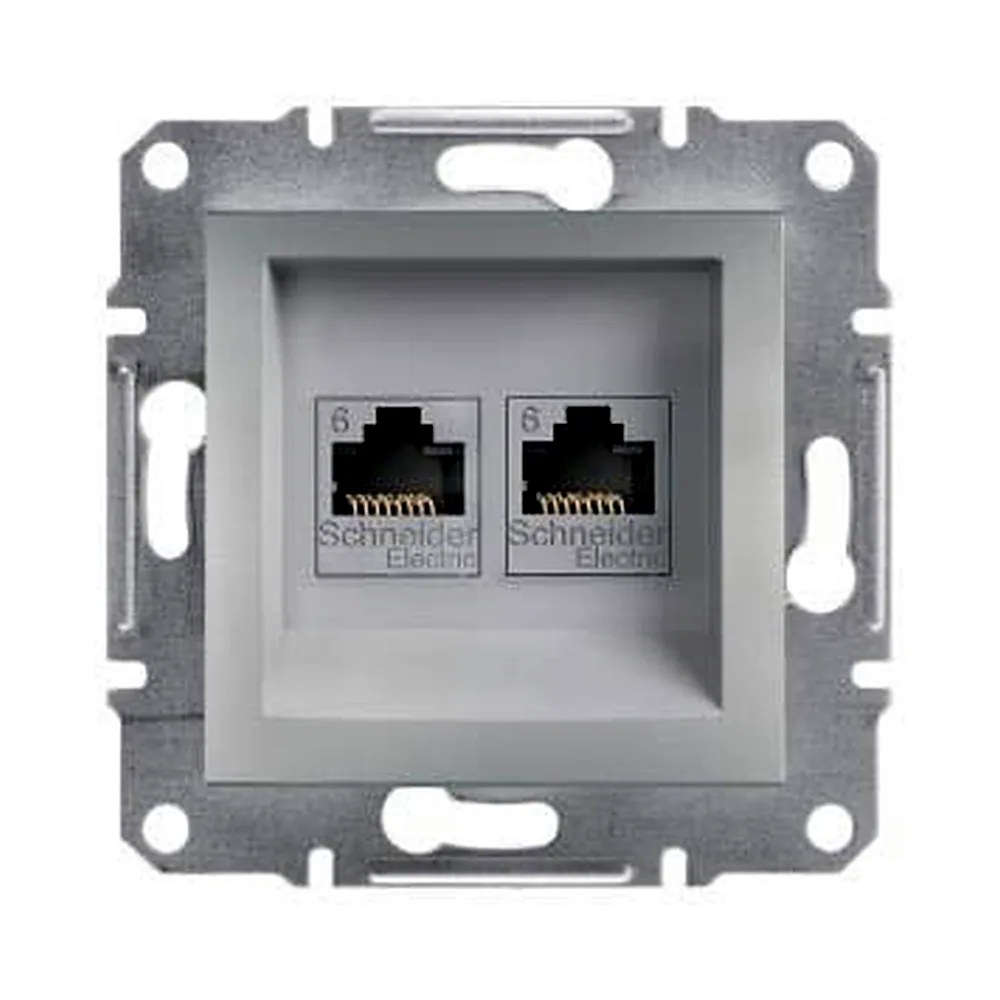 Розетка Schneider Electric Asfora комп’ютерна подвійна алюміній EPH4400161