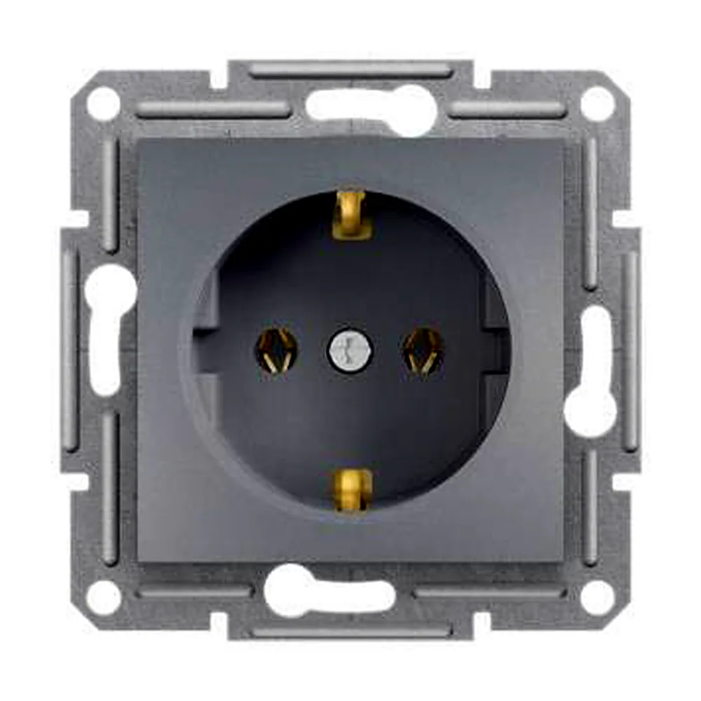Розетка Schneider Electric Asfora заземлення сталь EPH2900162