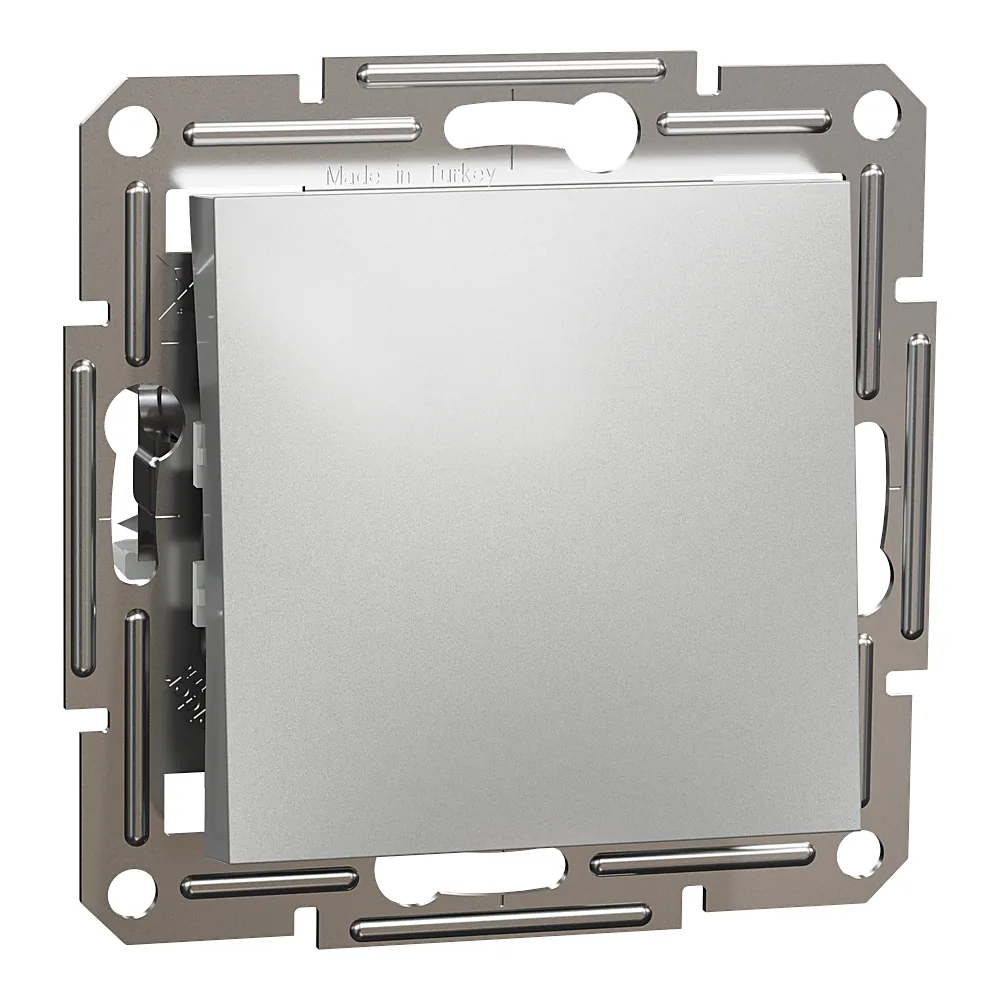 Вимикач Asfora 1-клавішний прохідний алюміній Schneider Electric EPH0400161