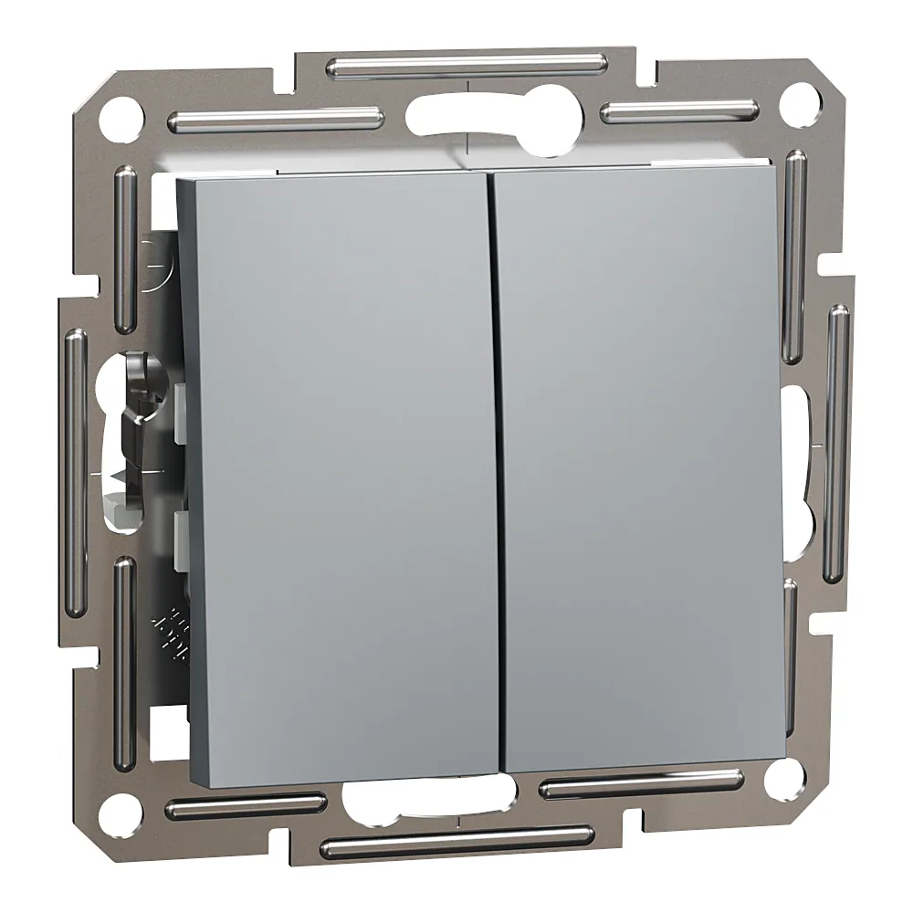 Вимикач Asfora 2-клавішний сталь Schneider Electric EPH0300162