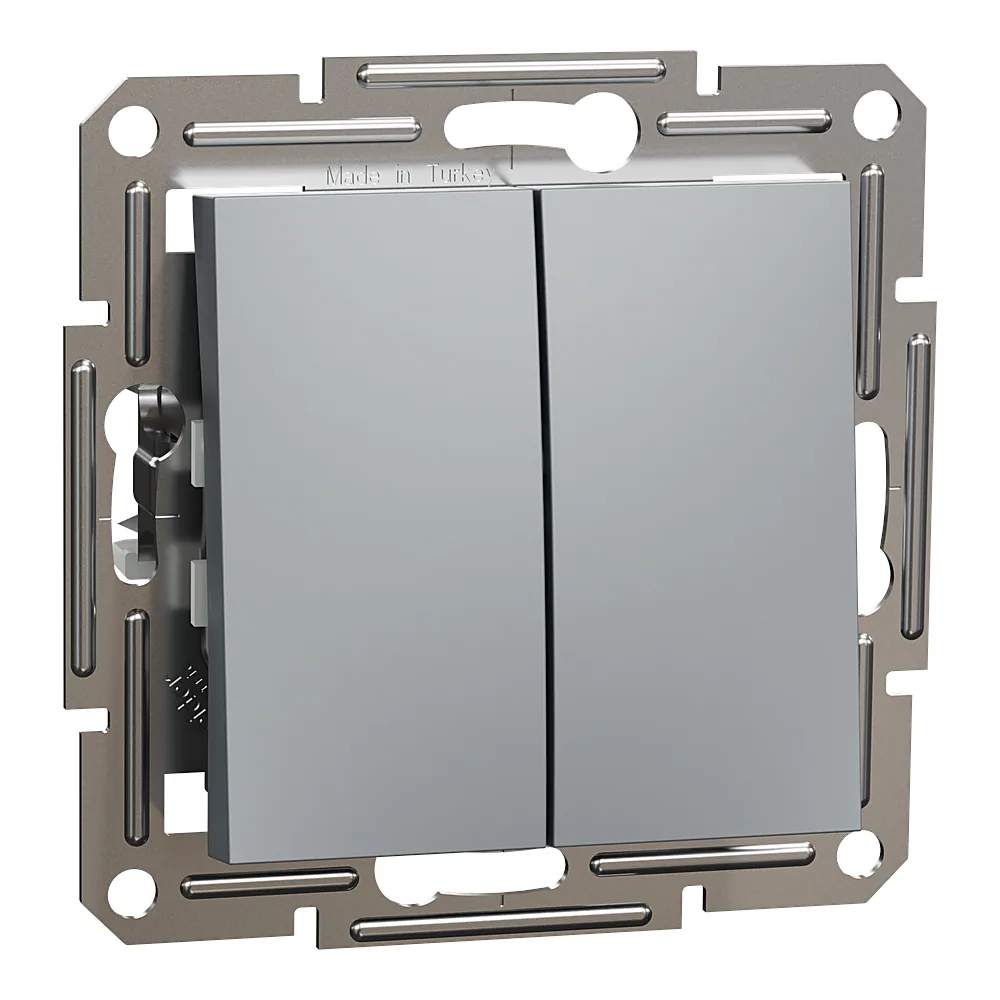 Вимикач Asfora 2-клавішний прохідний сталь Schneider Electric EPH0600162