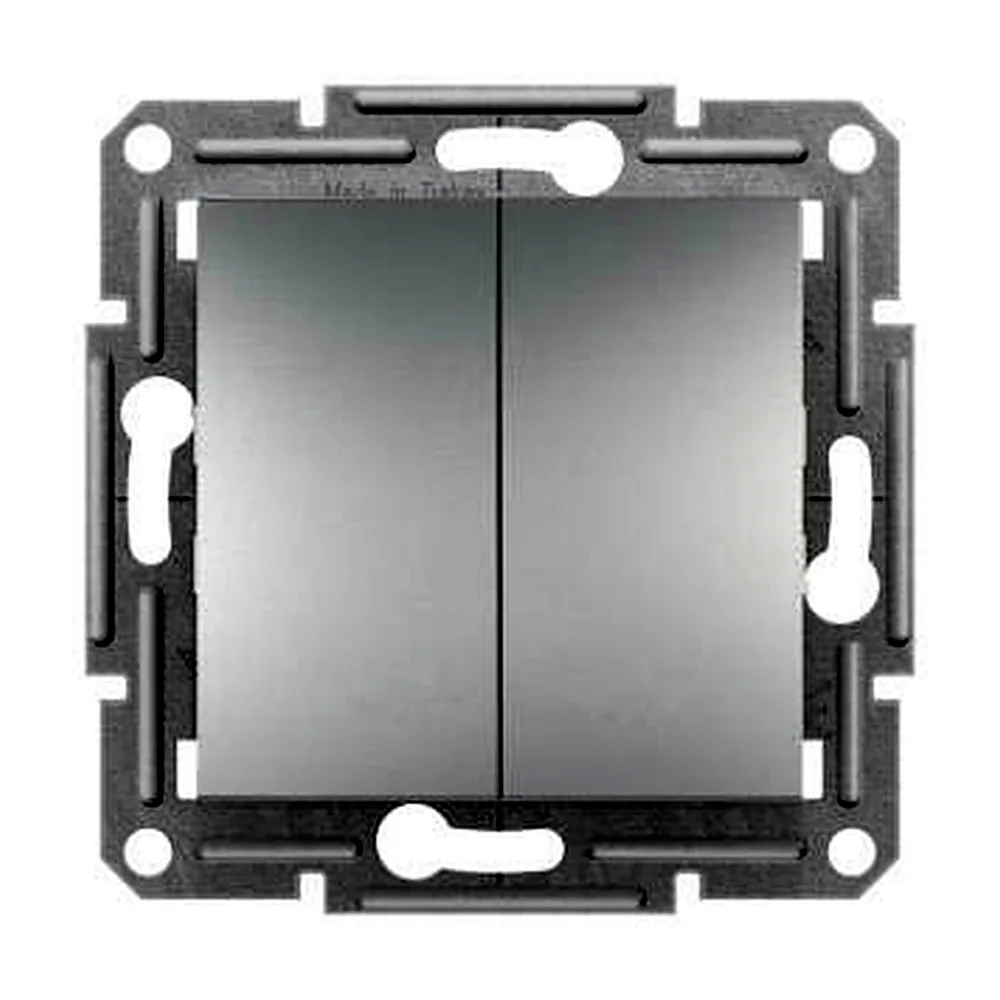 Вимикач Schneider Electric Asfora 2-клавішний прохідний алюміній EPH0600161