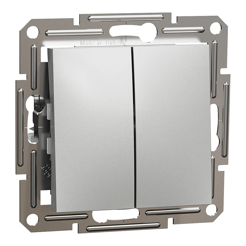Вимикач Asfora 2-клавішний прохідний алюміній Schneider Electric EPH0600161
