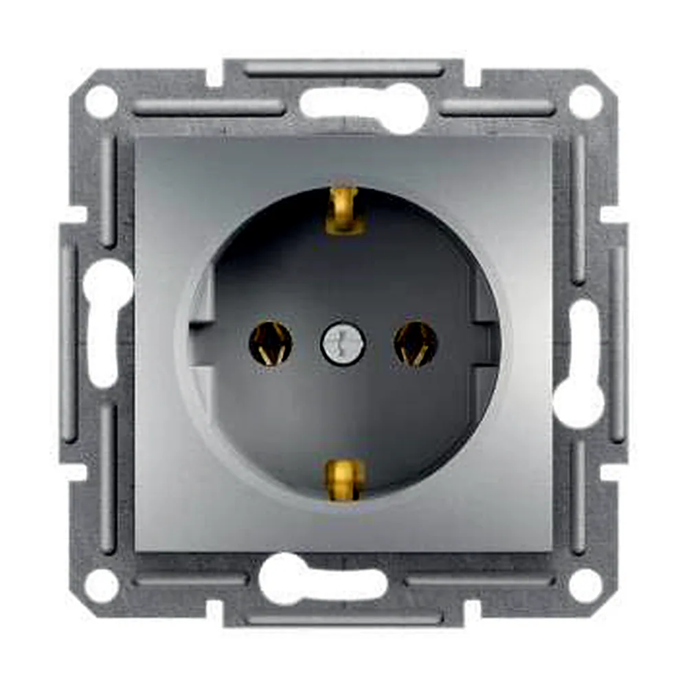 Розетка Schneider Electric Asfora заземлення алюміній EPH2900161