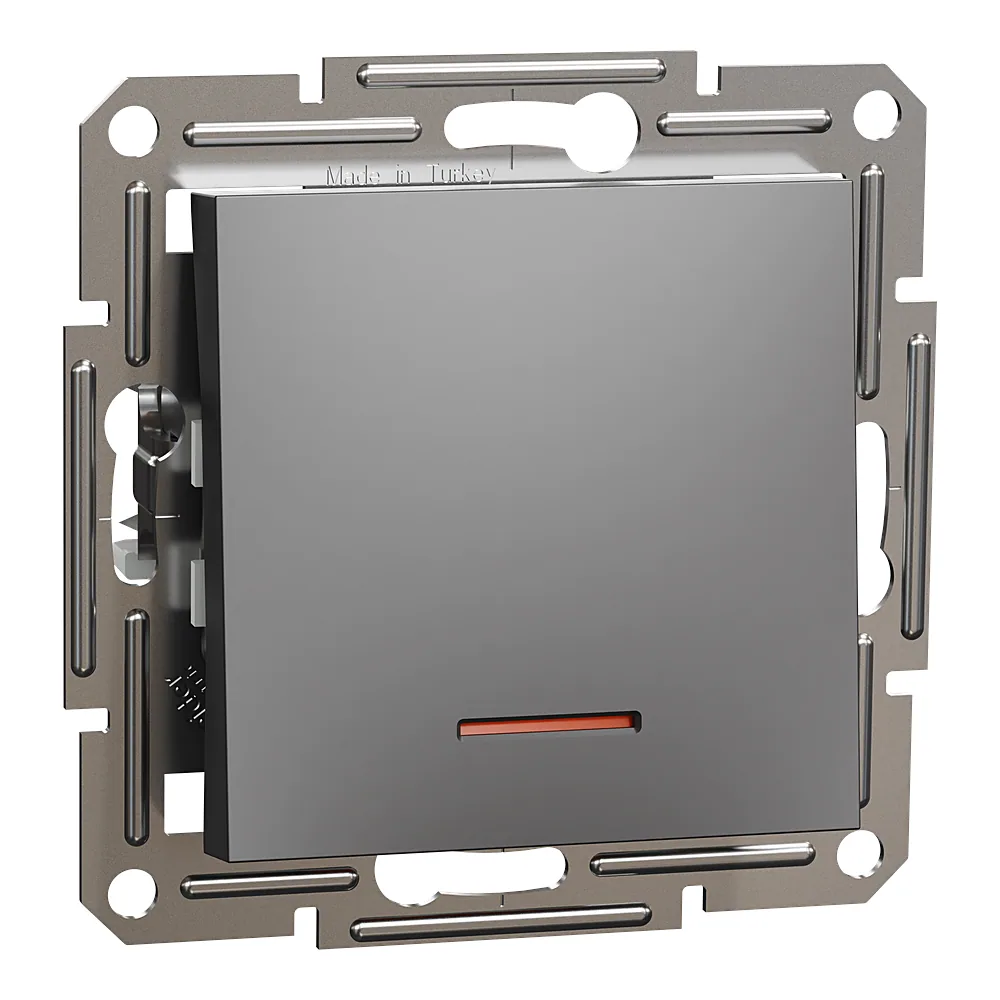 Вимикач Asfora 1-клавішний з індикатором антрацит Schneider Electric EPH1400171