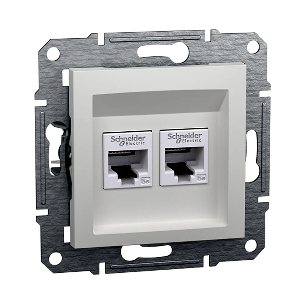 Розетка комп'ютерна Schneider Electric Asfora 2xRJ45 UTP cat.5e біла EPH4470121