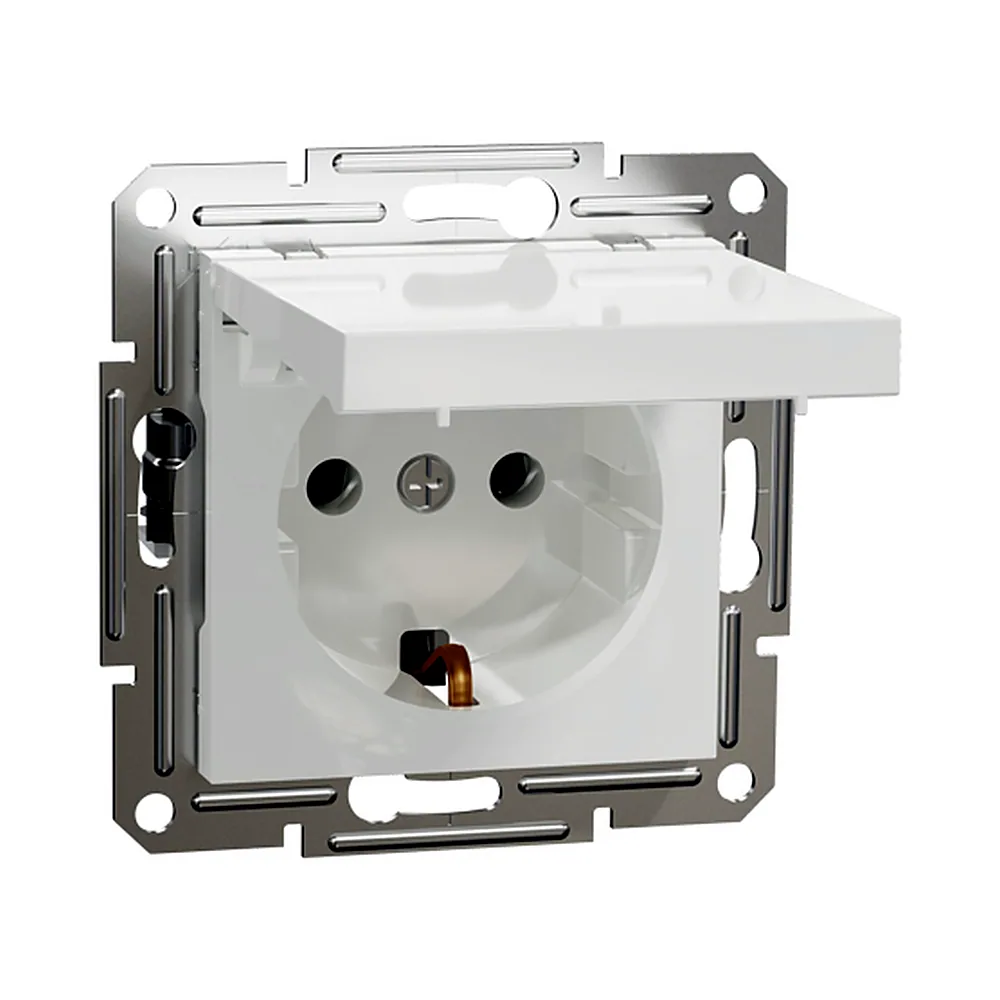 Розетка Schneider Electric Asfora з/к з кришкою біла EPH3170121