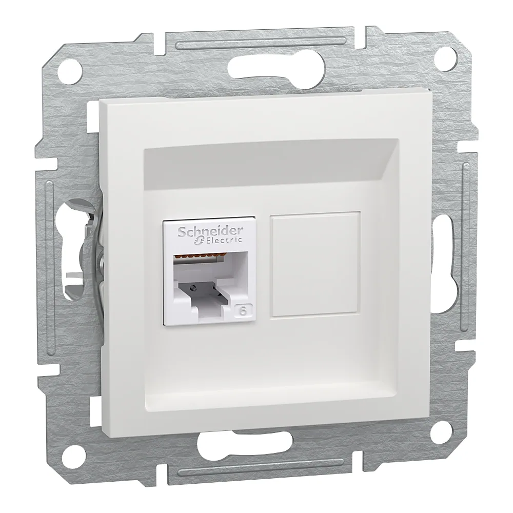 Комп'ютерна розетка Asfora 1xRJ45 UTP категорія 6 біла Schneider Electric EPH4770121