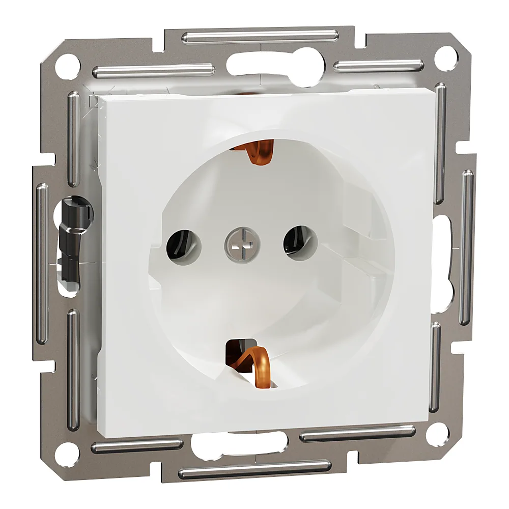 Розетка Asfora з заземленням біла Schneider Electric EPH2970121