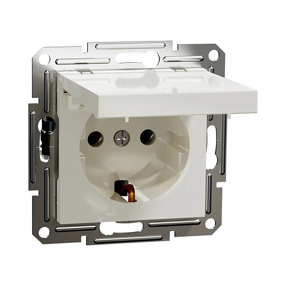 Розетка Schneider Electric Asfora з/к з кришкою кремова EPH3170123