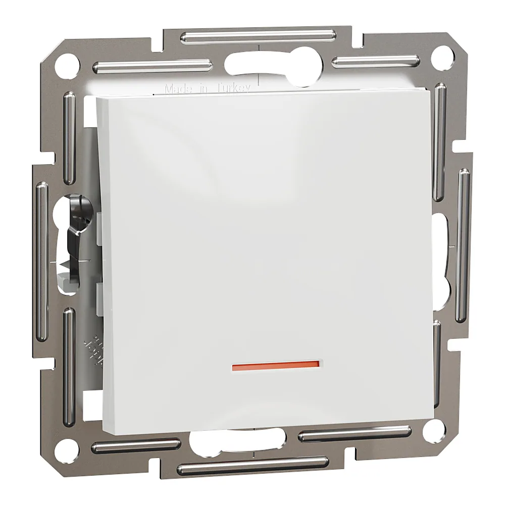 Перемикач Asfora 1-клавішний з підсвіткою білий Schneider Electric EPH1570121