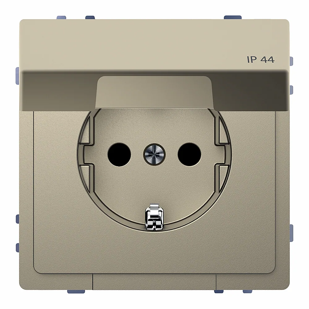 Розетка Schneider Electric D-LIFE MTN2314-6033 з заземленням з кришкою IP44 Sahara