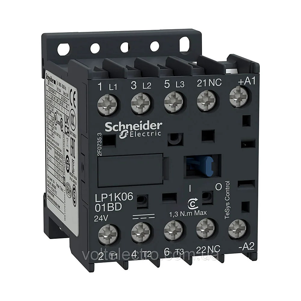 Контактор Schneider Electric TeSys K 3P 6A 24V гвинт LP1K0601BD