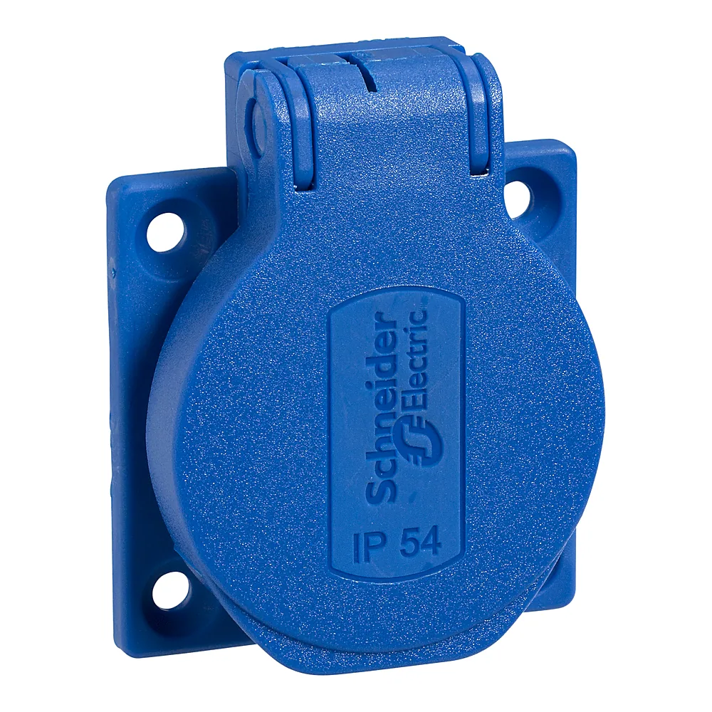 Розетка підключення збоку синя 50х50 мм 16 А 2P+E IP54 Schneider Electric PKS52B