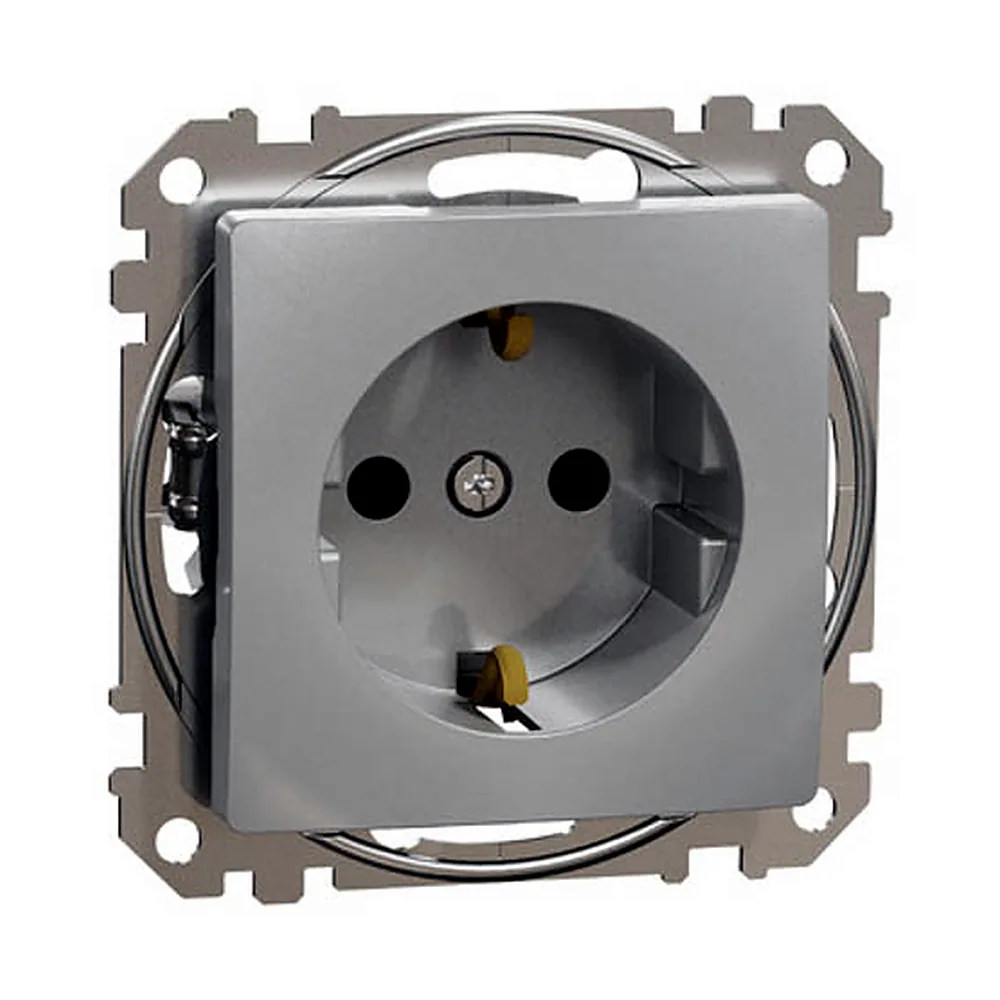 Розетка Schneider Electric Sedna Design з з/к 16А з шторками алюміній SDD113022
