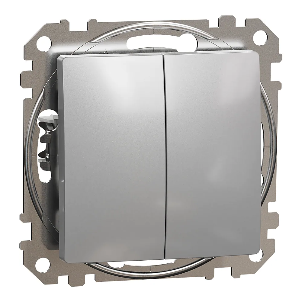 Вимикач Sedna Design 2-клавішний алюміній Schneider Electric SDD113105