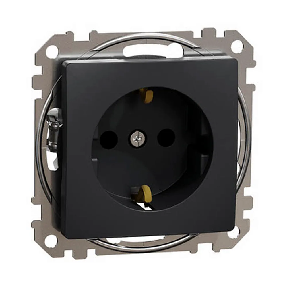 Розетка Schneider Electric Sedna Design з з/к 16А з шторками чорний SDD114022