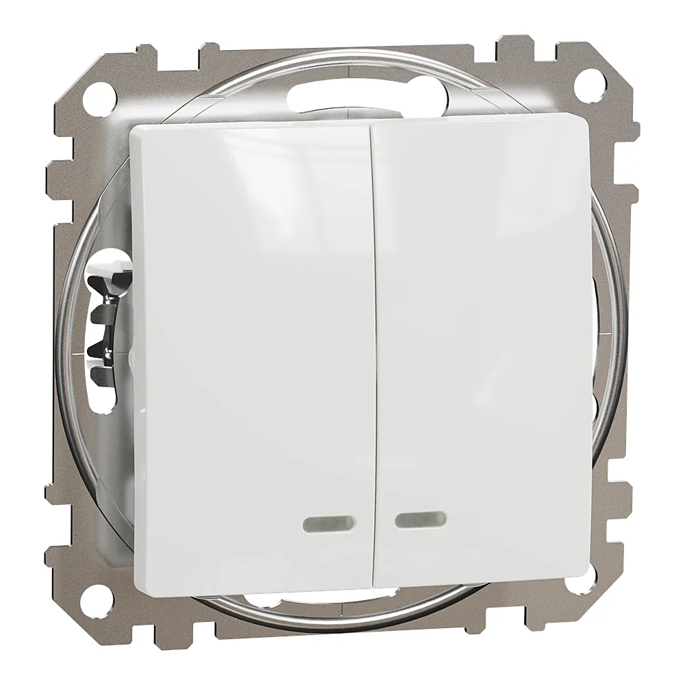 Вимикач Sedna Design 2-клавішний з підсвіткою білий Schneider Electric SDD111105L