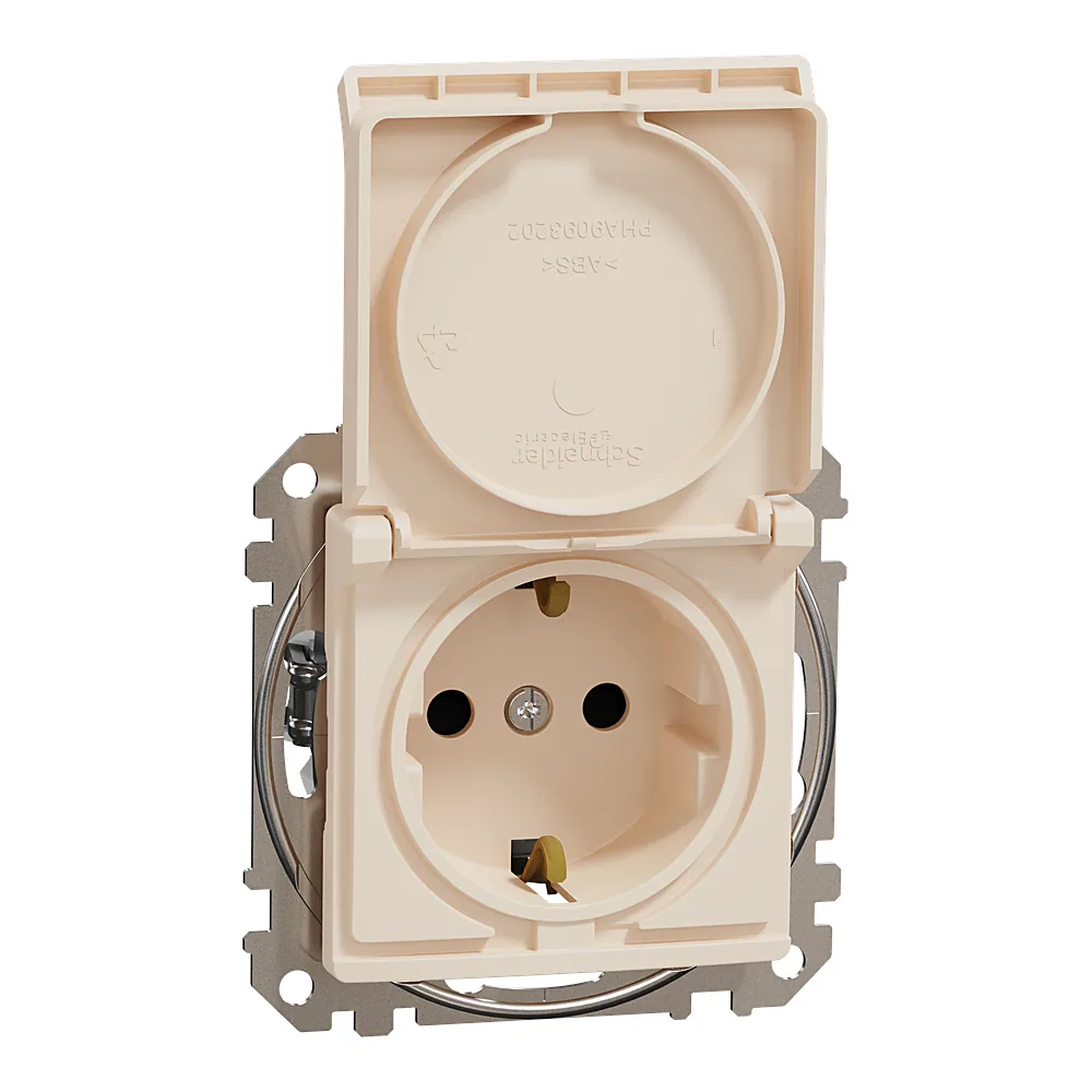 Розетка Sedna Design SEDNA DESIGN з заземленням з кришкою бежева Schneider Electric SDD112024