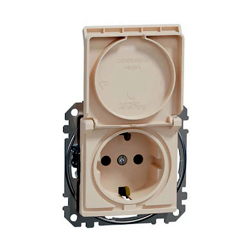 Розетка Schneider Electric SEDNA NEW SEDNA DESIGN SDD112024 з заземленням з кришкою бежева