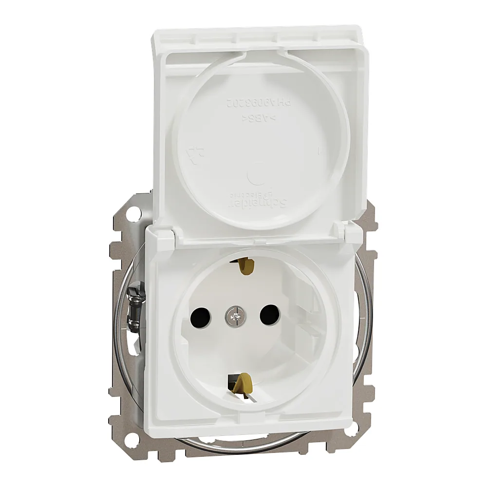 Розетка Sedna Design з заземленням з кришкою біла Schneider Electric SDD111024