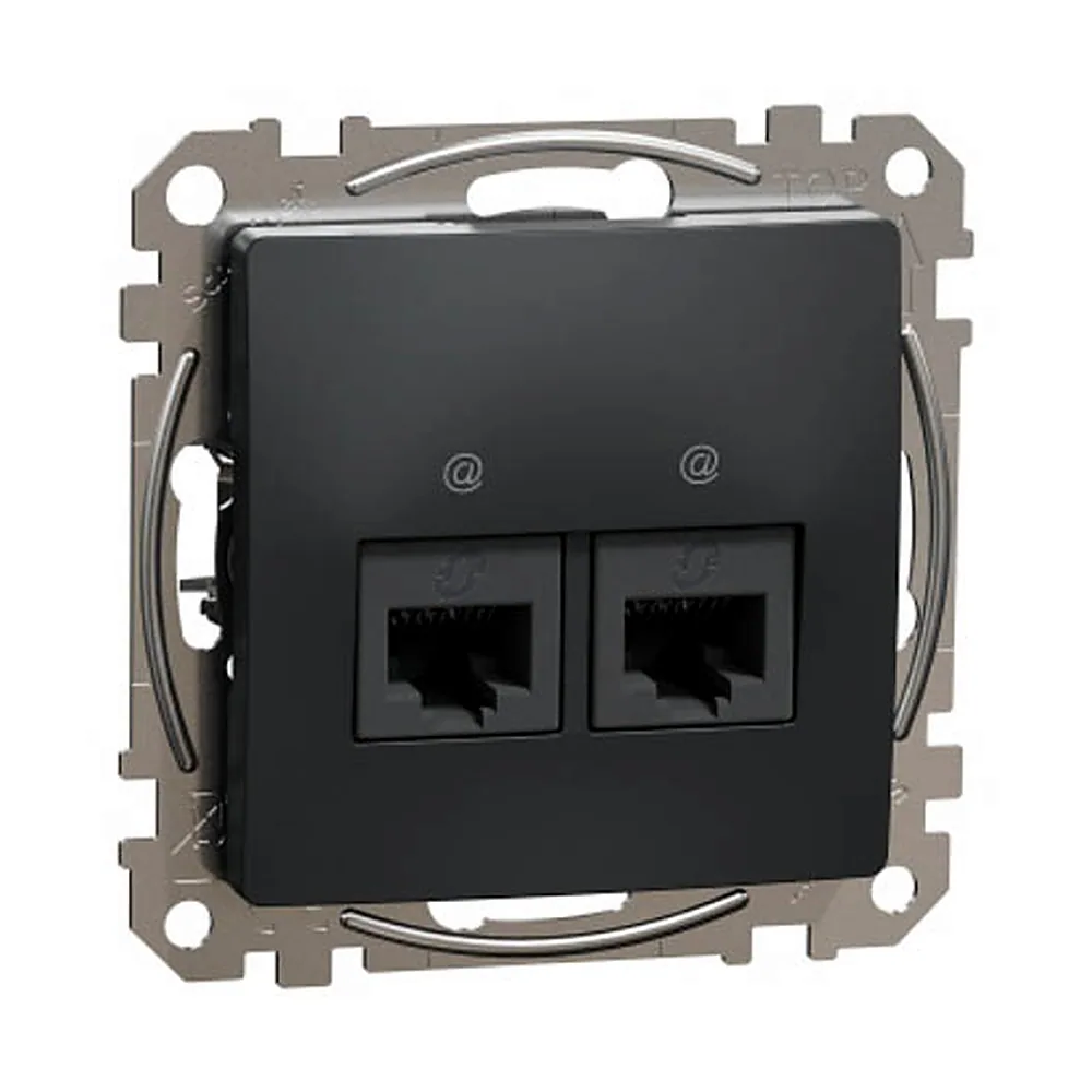Комп’ютерна розетка Schneider Electric SEDNA NEW SDD114452 подвійна RJ45 CAT5E UTP чорна