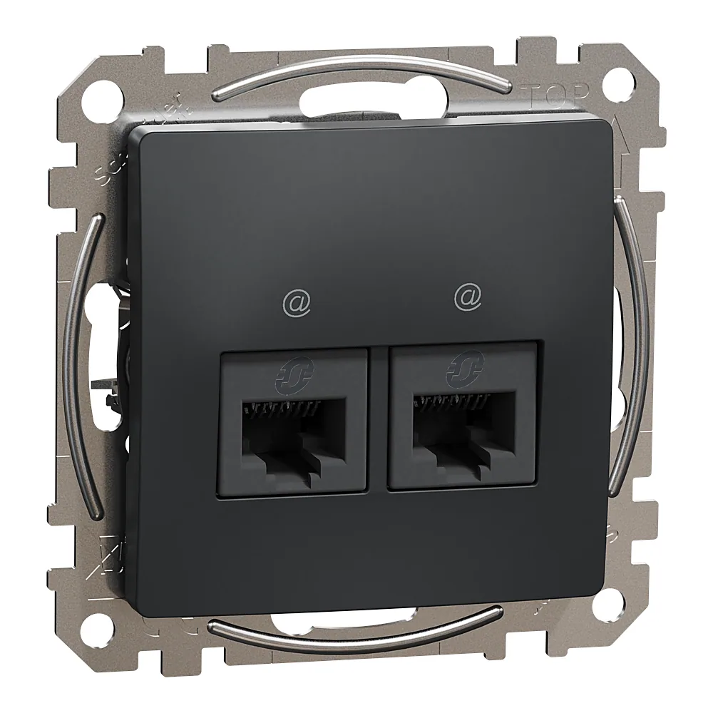 Комп'ютерна розетка Sedna Design подвійна RJ45 категорія 5E UTP чорна Schneider Electric SDD114452