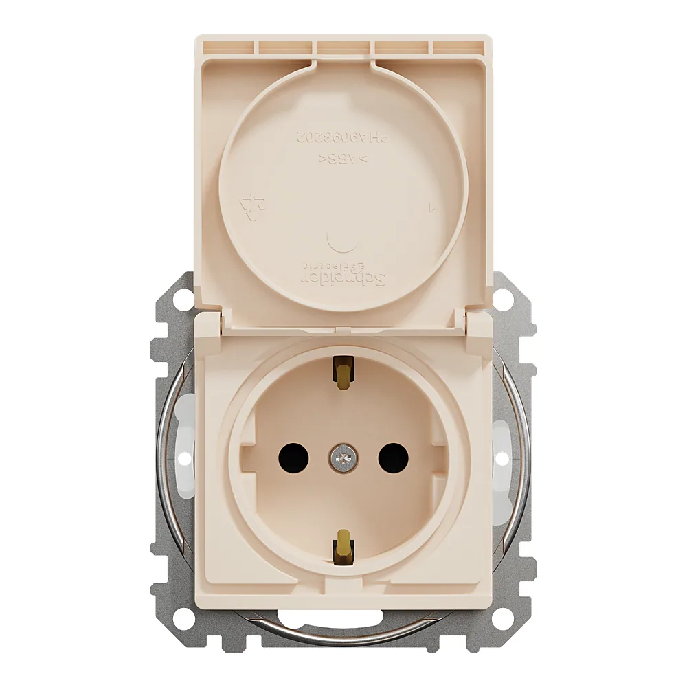 Розетка Sedna Design з заземленням зі шторками з кришкою IP44 бежева Schneider Electric SDD212024