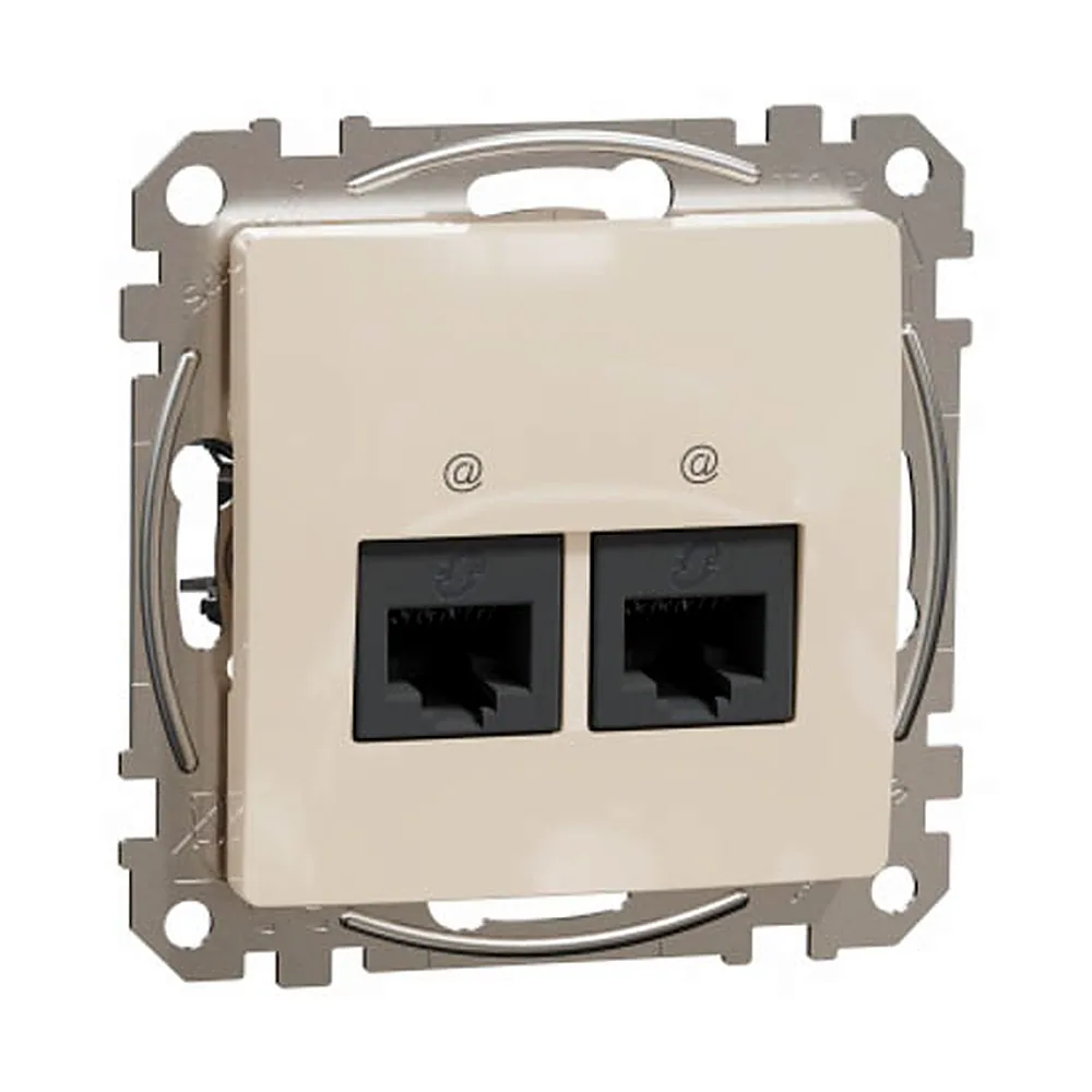 Комп’ютерна розетка Schneider Electric SEDNA NEW SDD112452 подвійна RJ45 CAT5E UTP бежева