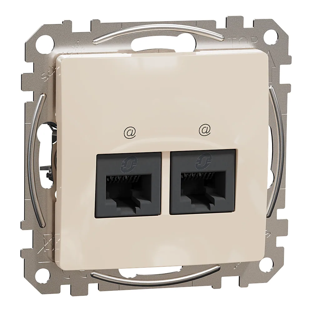 Комп'ютерна розетка Sedna Design подвійна RJ45 категорія 5E UTP бежева Schneider Electric SDD112452