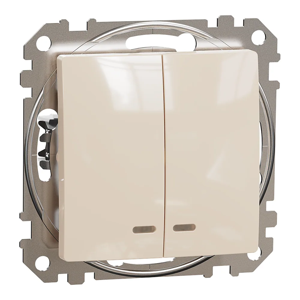 Вимикач Sedna Design 2-клавішний з підсвіткою бежевий Schneider Electric SDD112105L