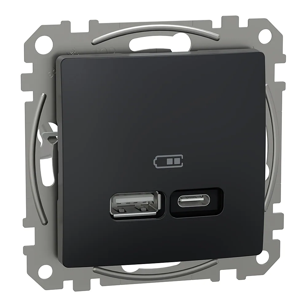 Розетка USB Sedna Design Type A+C 21 Вт чорна Schneider Electric SDD114405