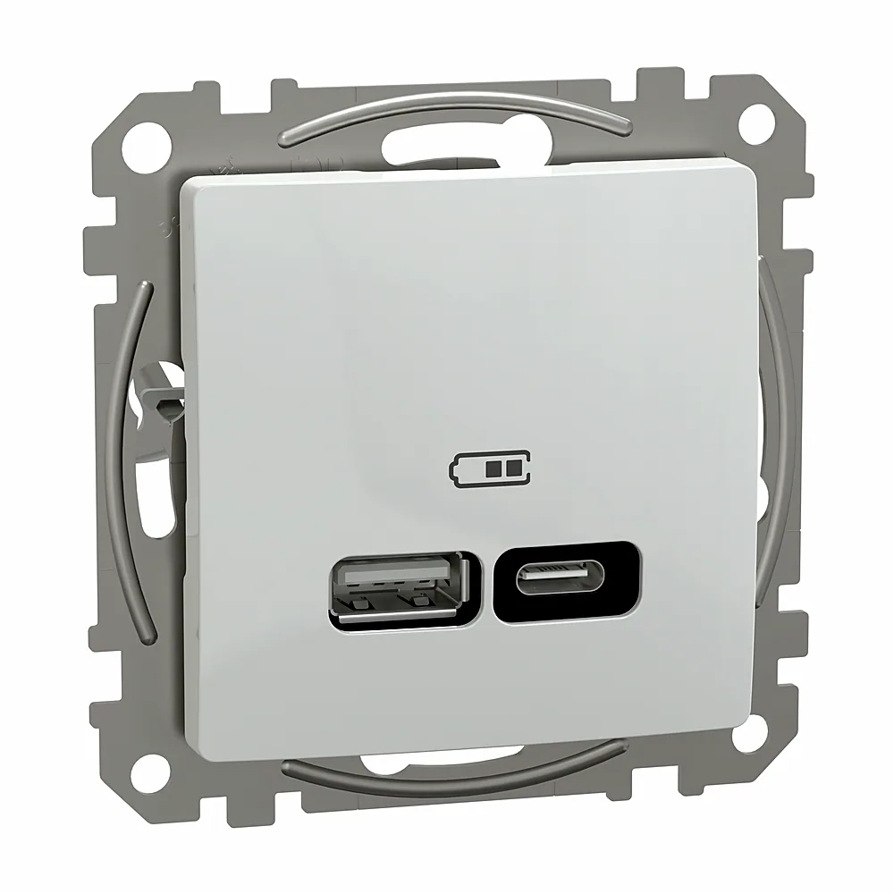 USB-розетка Schneider Electric SEDNA NEW Type A+C 21Вт біла SDD111405