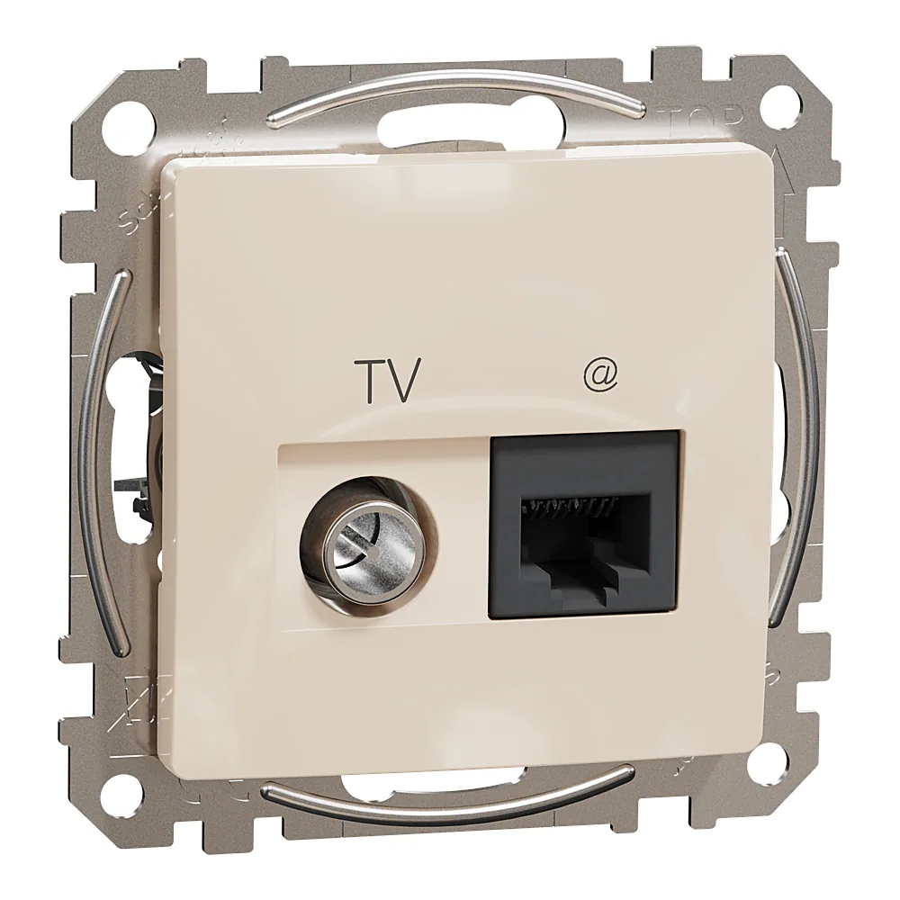 Комп'ютерна розетка Sedna Design RJ45 категорія 6 UTP-TV бежева Schneider Electric SDD112469T