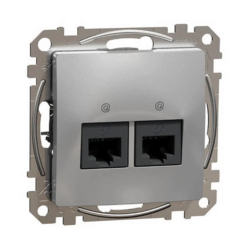 Розетка комп'ютерна Schneider Electric Sedna Design 2xRJ45 cat.5e UTP алюміній SDD113452