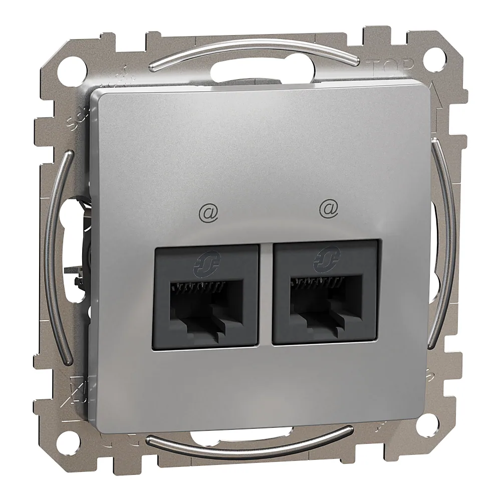 Комп'ютерна розетка Sedna Design 2xRJ45 категорія 5E UTP алюміній Schneider Electric SDD113452