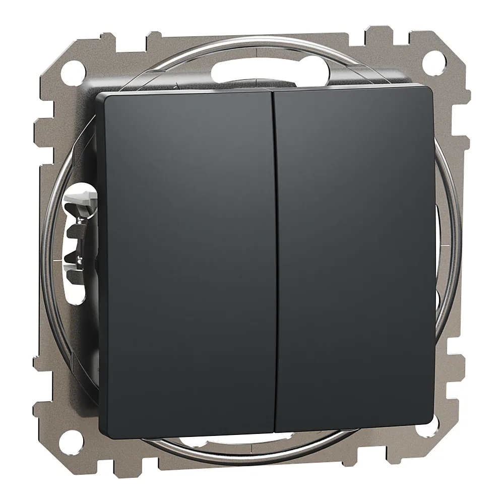 Перемикач прохідний Sedna Design 2-клавішний чорний Schneider Electric SDD114108