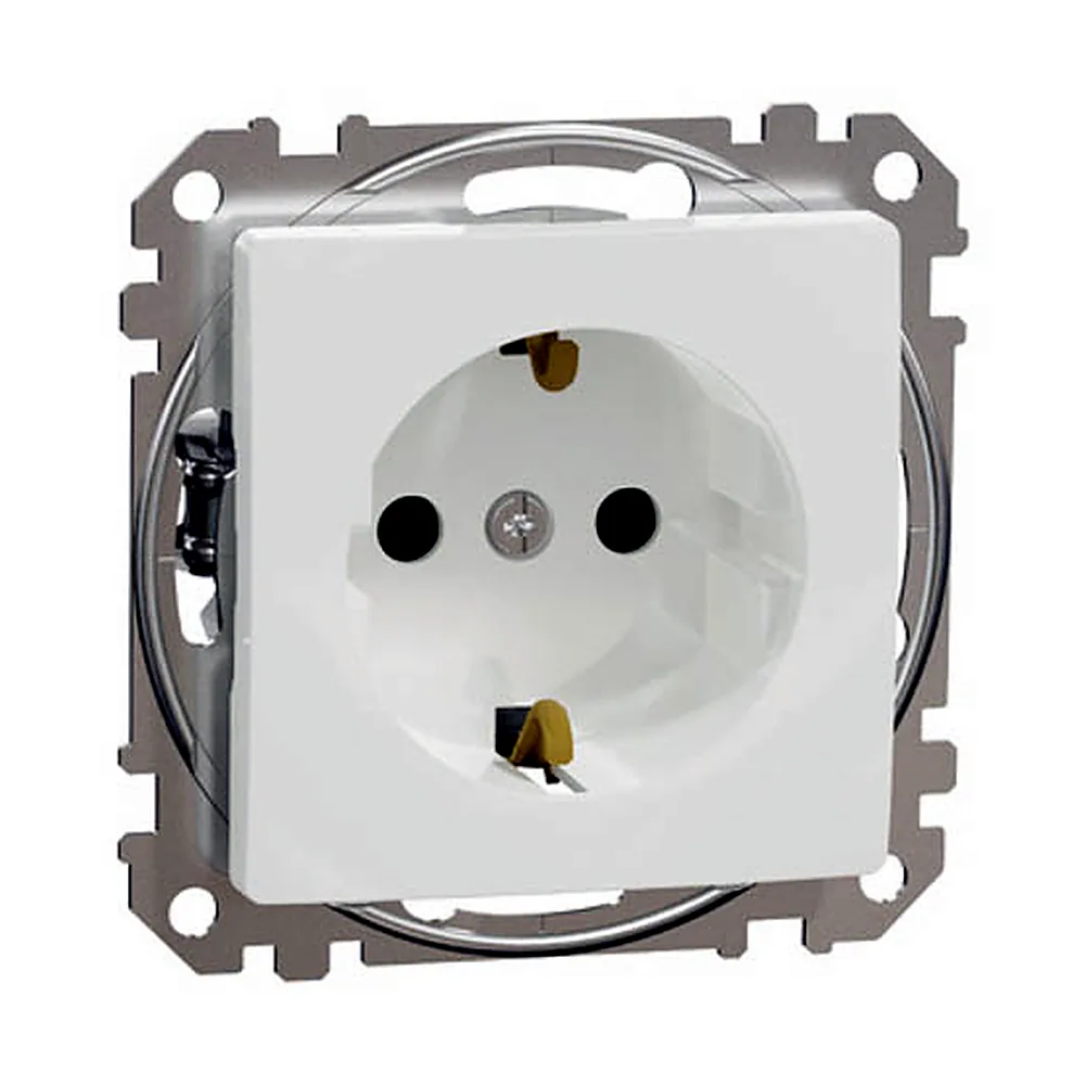 Розетка Schneider Electric Sedna Design з з/к з шторками білий SDD111022