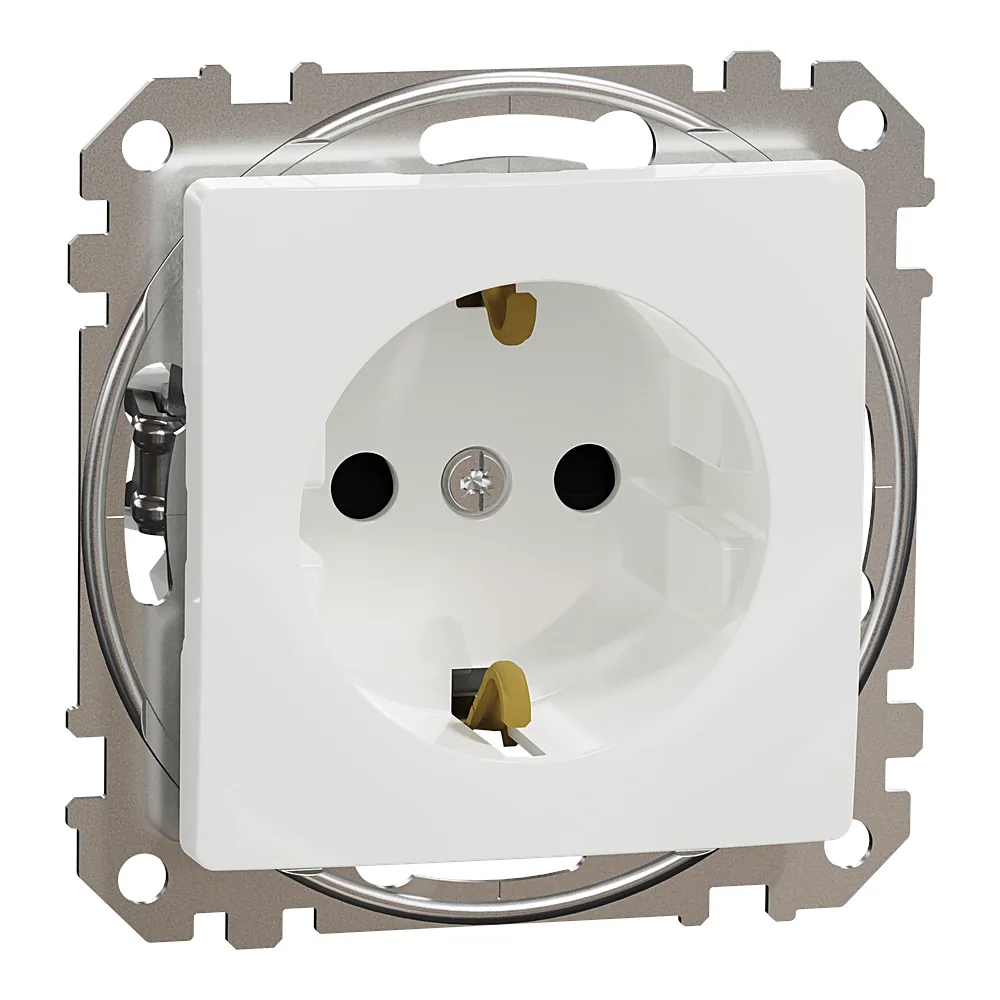 Розетка Sedna Design з заземленням зі шторками біла Schneider Electric SDD111022
