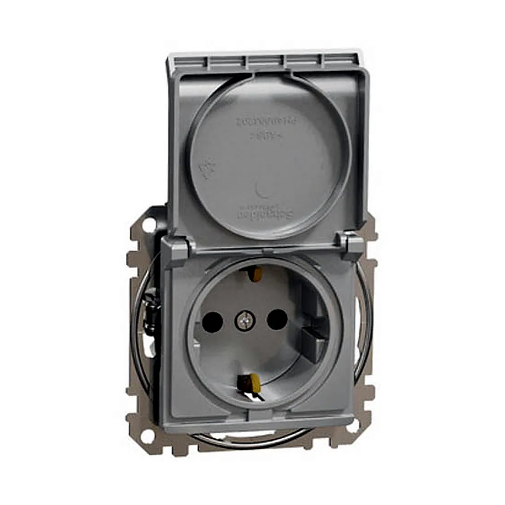 Розетка Schneider Electric SEDNA NEW SDD113024 з заземленням з кришкою алюмінієва