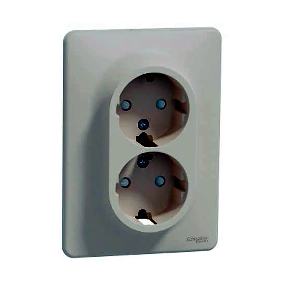 Розетка Schneider Electric SEDNA NEW SDD312221 подвійна з заземленням зі шторками бежева