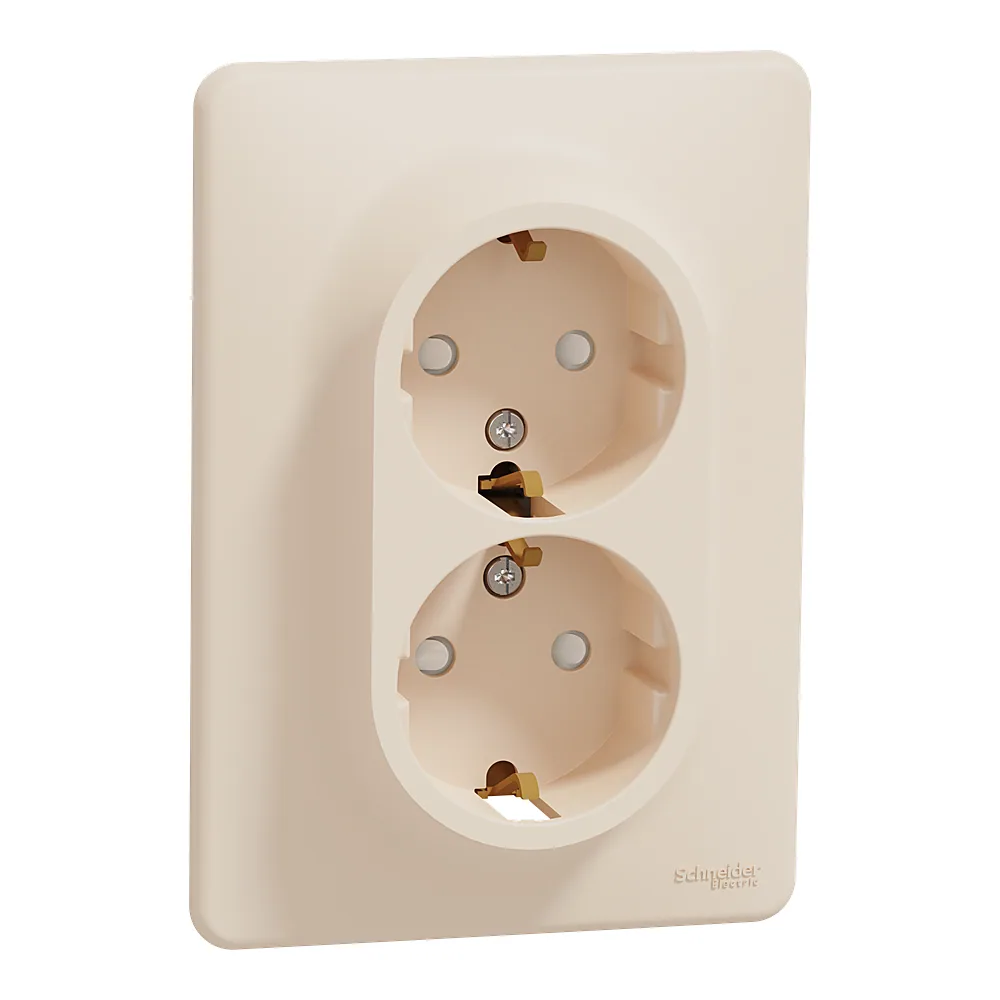 Розетка Sedna Design подвійна з заземленням зі шторками бежева Schneider Electric SDD312221