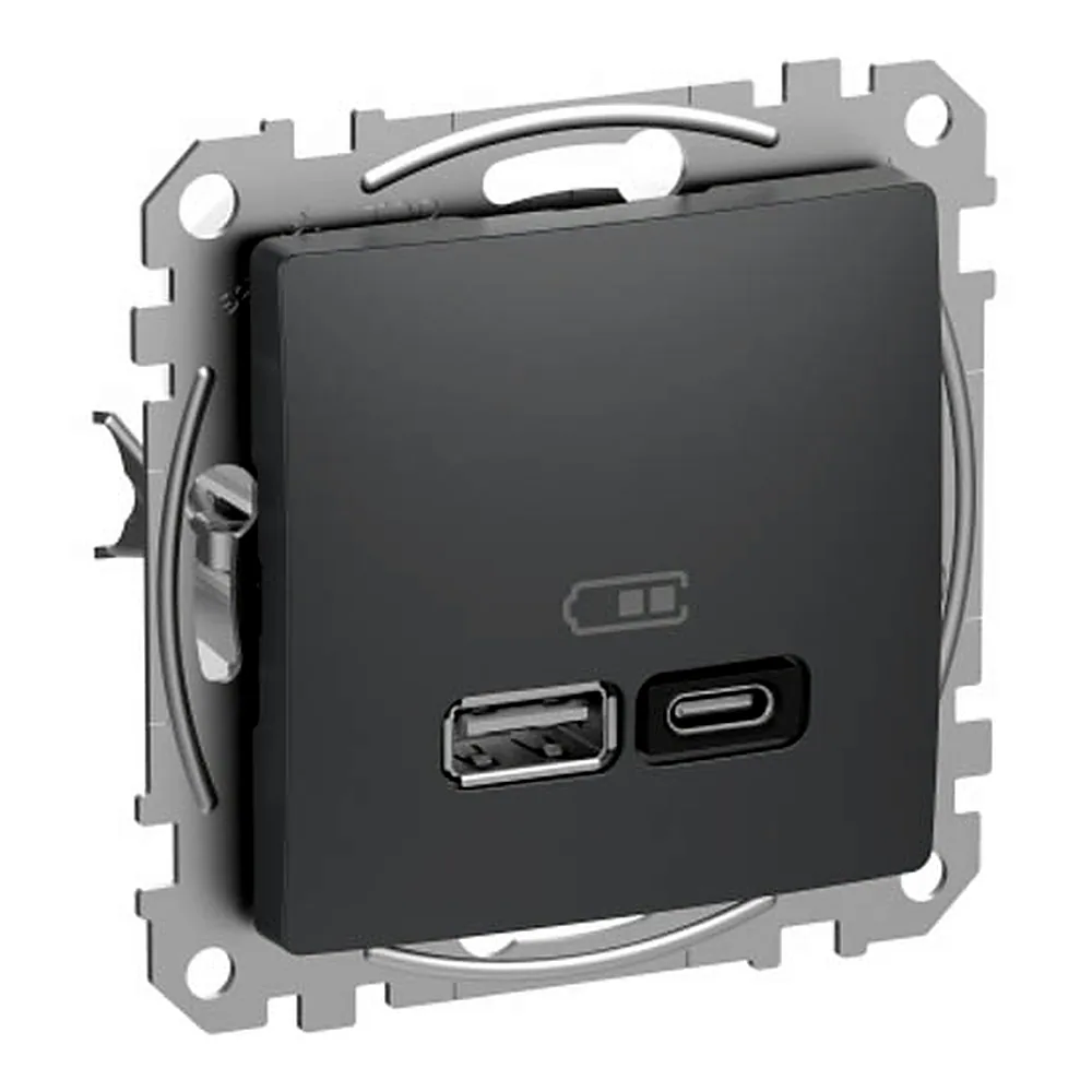 Розетка Schneider Electric SEDNA NEW SDD114404 USB тип A+C 45Вт чорна