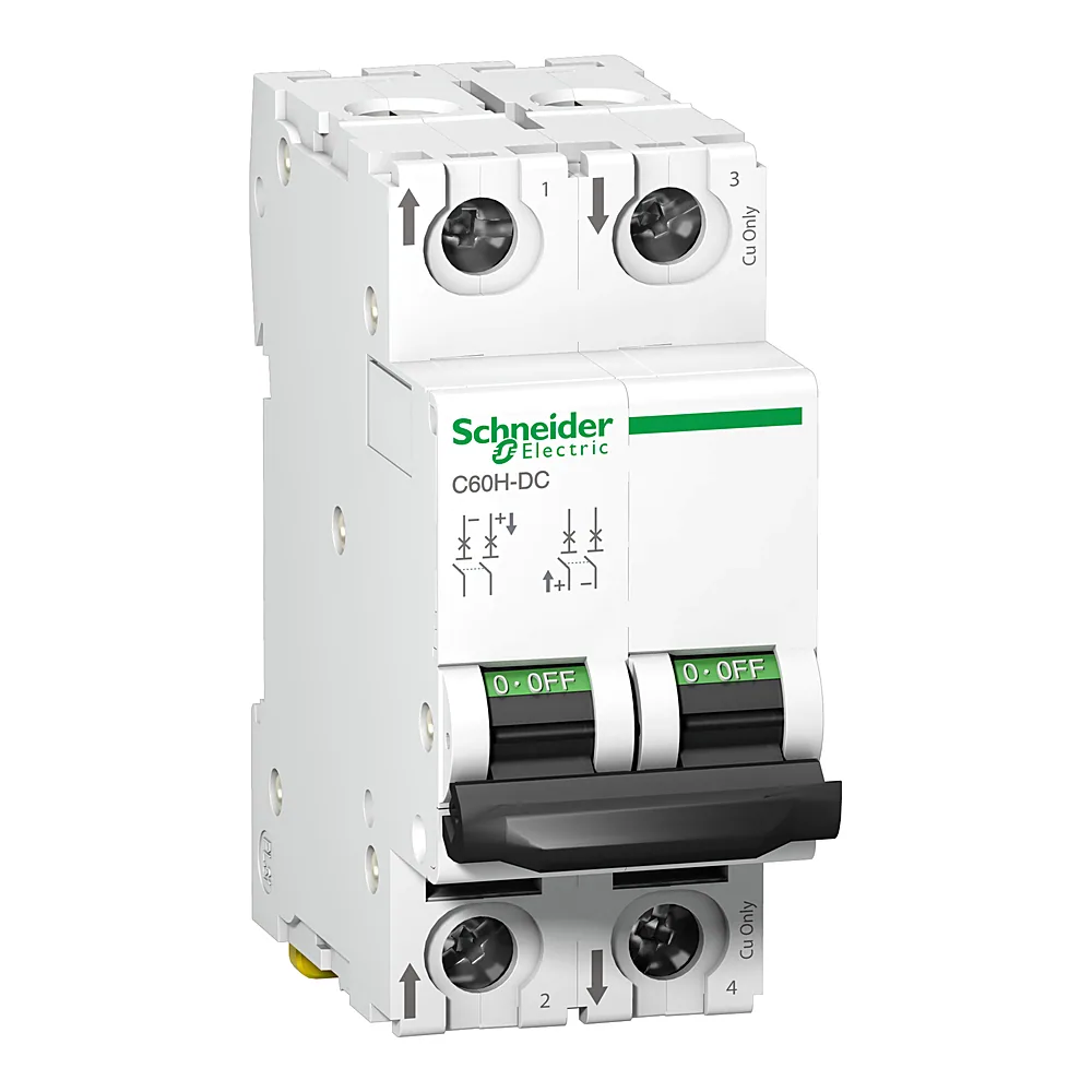 Автоматичний вимикач C60H-DC 2P C 2 А 500 В DC Schneider Electric A9N61522